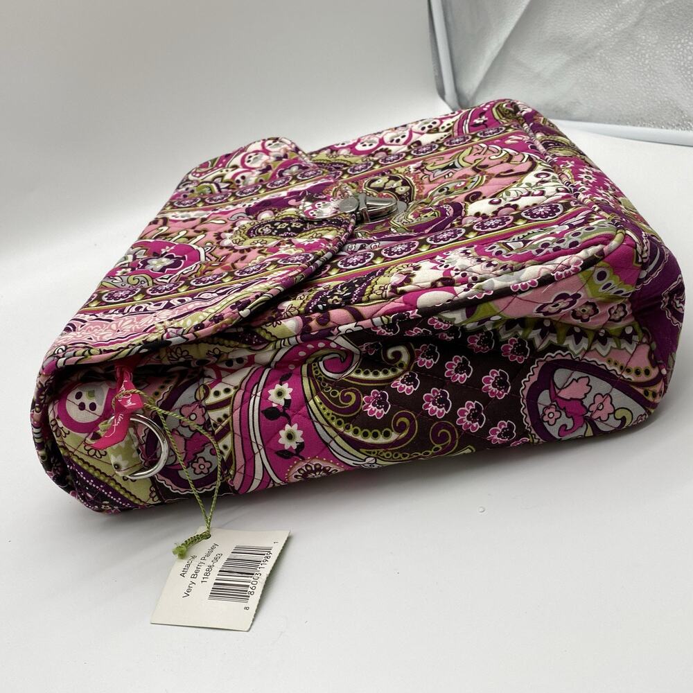 Vera Bradley Very Berry Paisley Attache Laptop Messenger Bag NWT Pink 11886-063